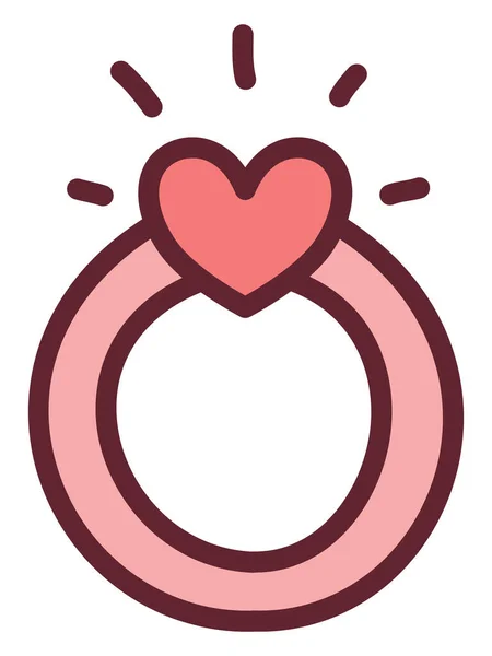 Кольцо Дня Святого Валентина Иллюстрация Вектор Белом Фоне — стоковый вектор