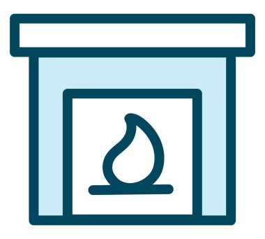 Kış şöminesi, illüstrasyon, beyaz arka planda vektör..