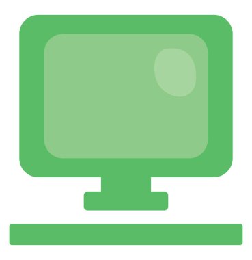 Beyaz arkaplan üzerinde işyeri bilgisayarı, illüstrasyon, vektör.