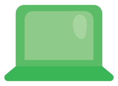 İşyeri yeşil dizüstü bilgisayar, illüstrasyon, beyaz arkaplan üzerindeki vektör.