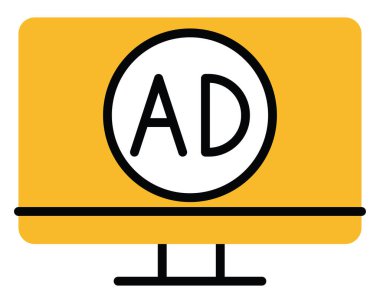 Beyaz arkaplandaki bilgisayar reklamları, illüstrasyon, vektör.