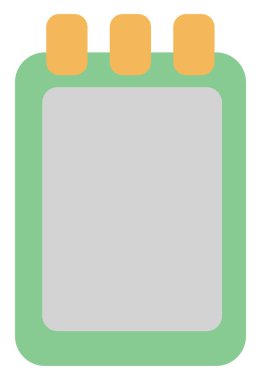 Beyaz arkaplanda yeşil çizim defteri, illüstrasyon, vektör.