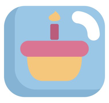 Beyaz arkaplanda doğum günü pastası, illüstrasyon, vektör.