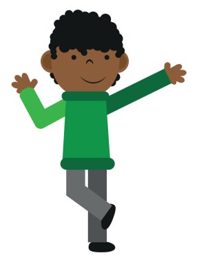 Dans eden çocuk, illüstrasyon, beyaz arka planda vektör.