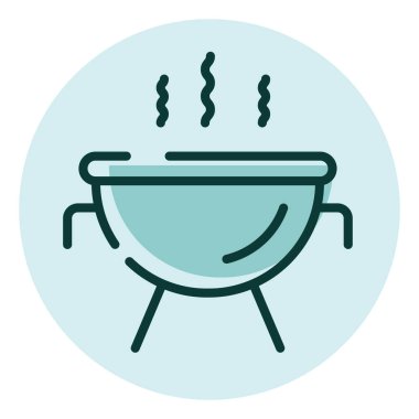 Kamp barbeküsü, illüstrasyon, beyaz arka planda vektör..