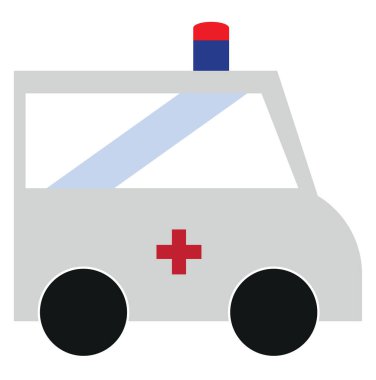 Ambulans arabası, illüstrasyon, beyaz arkaplandaki vektör.