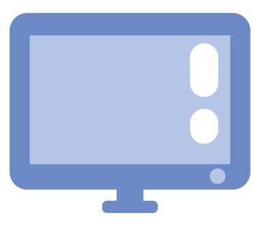 Sinema düz ekran TV, illüstrasyon, beyaz arkaplan üzerindeki vektör.