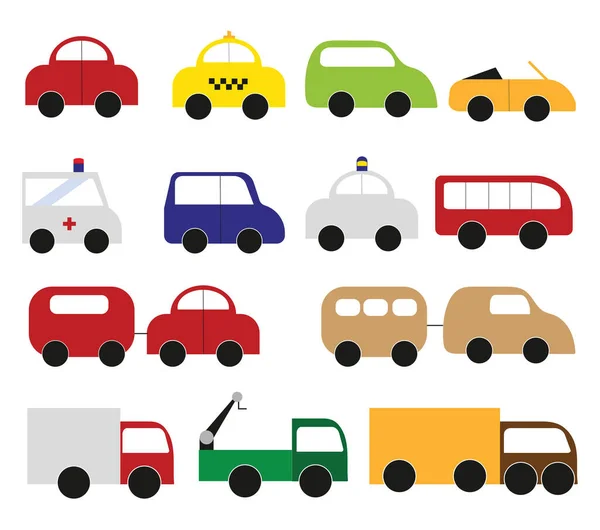 Vehículos Transporte Ilustración Vector Sobre Fondo Blanco — Vector de stock