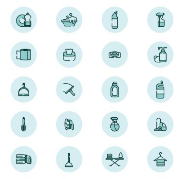 Temizlik malzemeleri, illüstrasyon, beyaz arkaplandaki vektör.