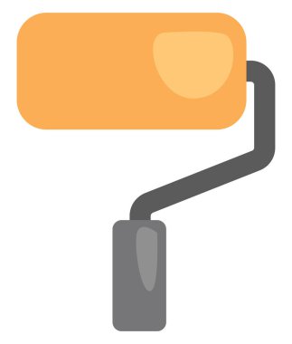 Beyaz arkaplanda sarı boya silindiri, illüstrasyon, vektör.