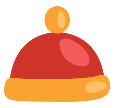 Kırmızı kış şapkası, illüstrasyon, beyaz arka planda vektör..