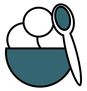 Bir kase dondurma, illüstrasyon, beyaz arka planda vektör..