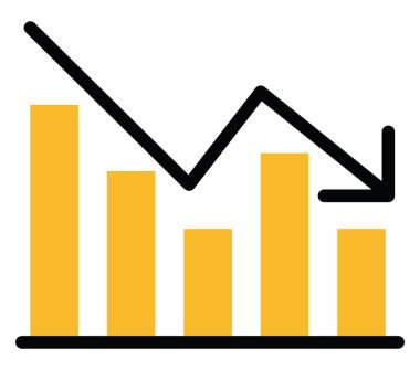 Veri tablosu azalıyor, illüstrasyon, beyaz arkaplan üzerindeki vektör.