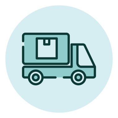 Teslimat kamyonu, illüstrasyon, beyaz arka plandaki vektör.