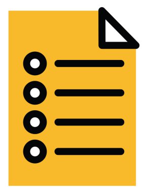 Sarı kontrol işareti, illüstrasyon, beyaz arkaplan üzerindeki vektör.