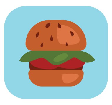 Lezzetli hamburger, çizim, beyaz arka planda vektör..