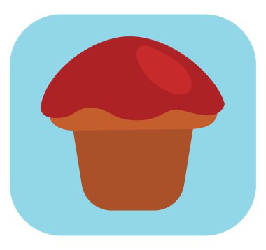 Kırmızı kek, illüstrasyon, beyaz arkaplanda vektör.