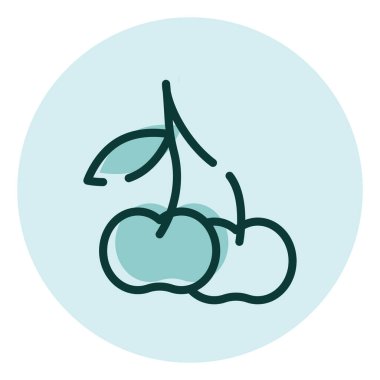 Beyaz zemin üzerinde iki kiraz, illüstrasyon, vektör.