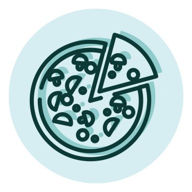 Tam pizza, illüstrasyon, beyaz arka planda vektör..