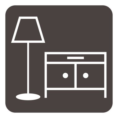 Beyaz arkaplanda ışık ve kabine, illüstrasyon, vektör.