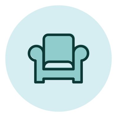 Mavi koltuk, illüstrasyon, beyaz arkaplanda vektör.