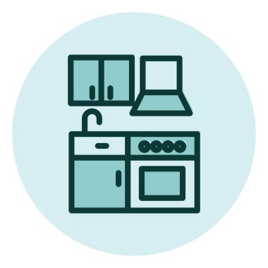 Mutfak mobilyası, illüstrasyon, beyaz arka planda vektör.