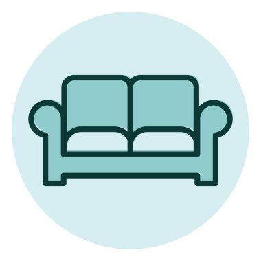 Mavi kanepe, illüstrasyon, beyaz arka planda vektör..