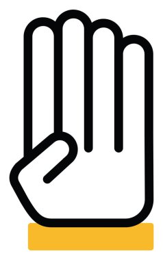 El, dört parmak, illüstrasyon, beyaz arkaplandaki vektör..