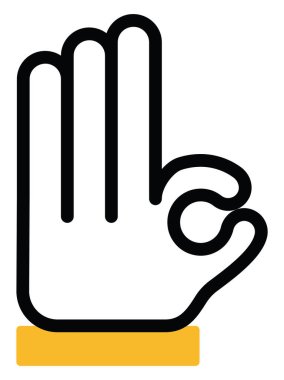 Eller parmaklar Tamam, illüstrasyon, vektör beyaz arkaplan.