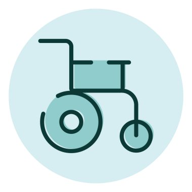 Tekerlekli sandalye, illüstrasyon, beyaz arkaplandaki vektör.