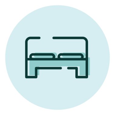 Otel yatağı, illüstrasyon, beyaz arka plandaki vektör..