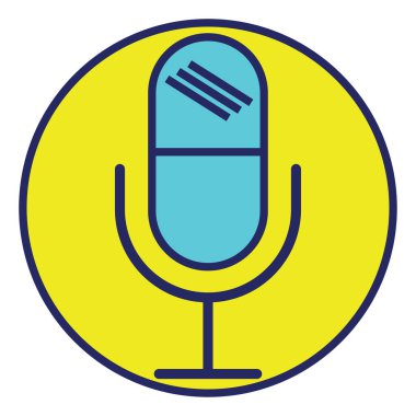 Beyaz arkaplandaki ortam mikrofonu, illüstrasyon, vektör.