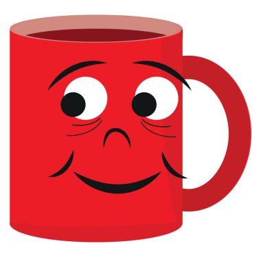 Kırmızı kupa, illüstrasyon, beyaz arkaplan üzerindeki vektör.