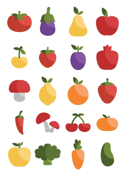 Fruits Légumes Frais Illustration Vecteur Sur Fond Blanc — Image vectorielle