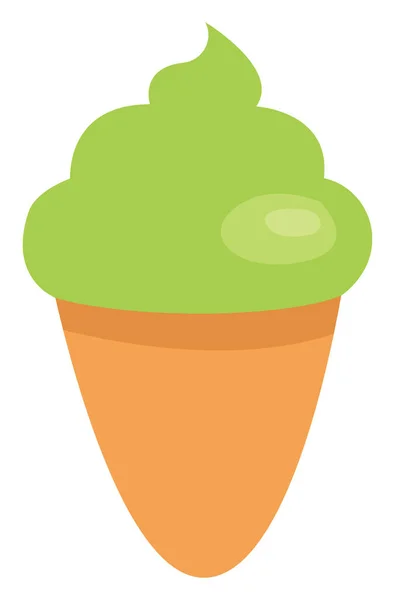 Înghețată Verde Con Ilustrație Vector Fundal Alb — Vector de stoc