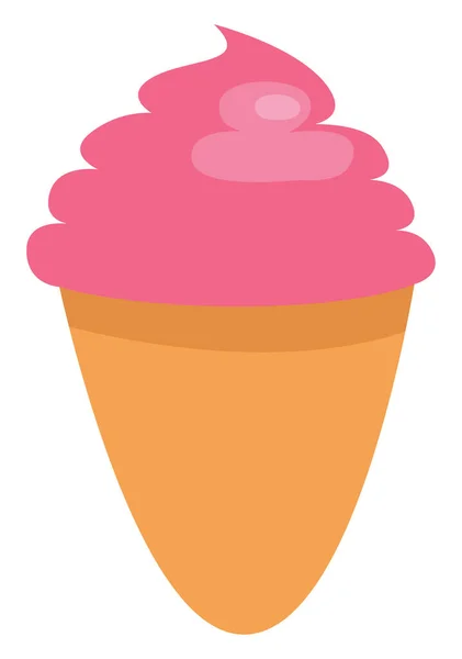 Helado Rosa Cono Ilustración Vector Sobre Fondo Blanco — Archivo Imágenes Vectoriales