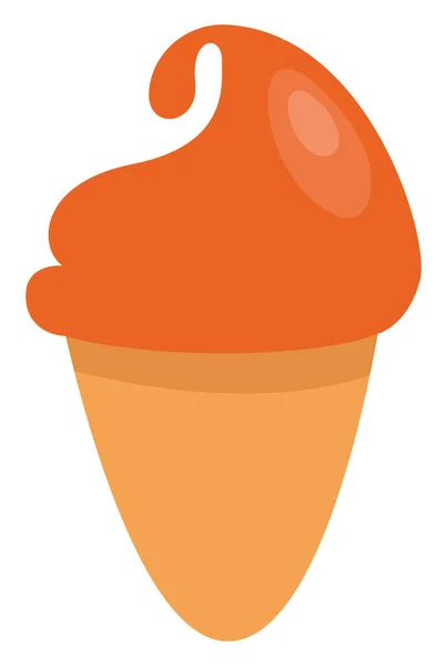 Orange Ice Cream Cone Illustration Vector White Background — Stock Vector