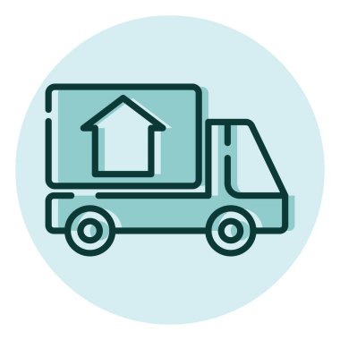Emlak nakliye kamyonu, illüstrasyon, beyaz arka planda vektör..