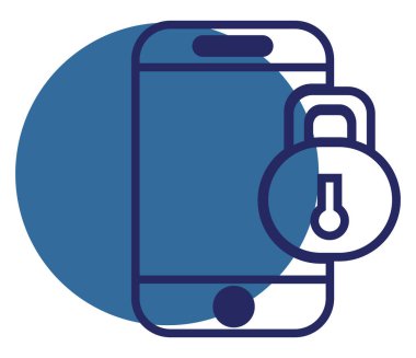 Telefon güvenlik kilidi, illüstrasyon, beyaz arkaplan üzerindeki vektör.