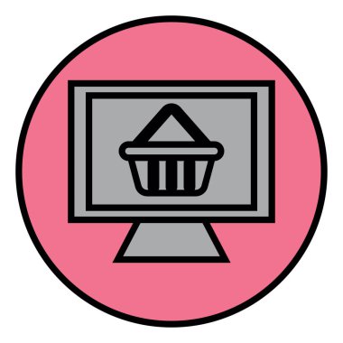 Evden alışveriş, illüstrasyon, beyaz arka planda vektör.