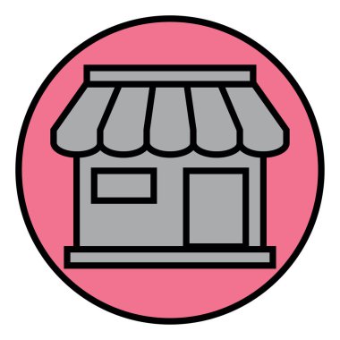 Alışveriş mağazası, illüstrasyon, beyaz arkaplandaki vektör.