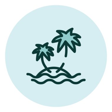 Seyahat adası, illüstrasyon, beyaz arkaplandaki vektör.