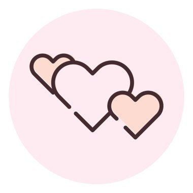 Beyaz arkaplanda üç sevgililer günü kalbi, illüstrasyon, vektör.