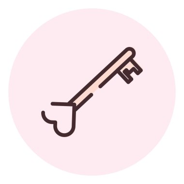 Sevgililer Günü anahtarı, illüstrasyon, beyaz arkaplandaki vektör.