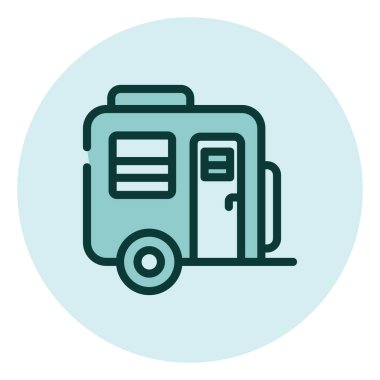 Beyaz arka planda yaşayan karavan, illüstrasyon, vektör.