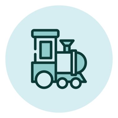 Demiryolu üzerindeki lokomotif, illüstrasyon, beyaz arkaplan üzerindeki vektör.