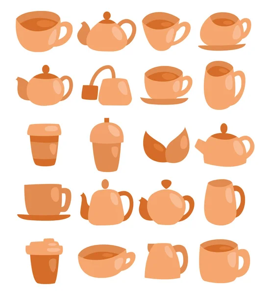 Ώρα Για Τσάι Εικονογράφηση Διάνυσμα Λευκό Φόντο — Διανυσματικό Αρχείο