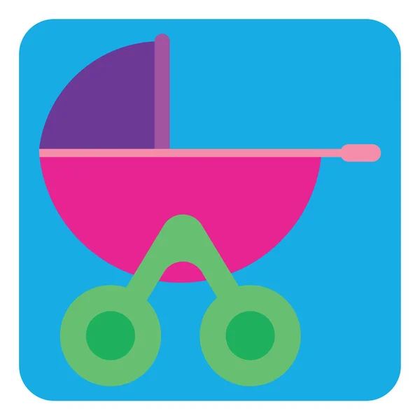 Baby Barnvagn Illustration Vektor Vit Bakgrund — Stock vektor