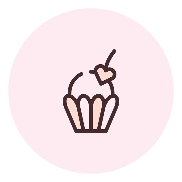 Valentine Cupcake Illustration Vektor Auf Weißem Hintergrund — Stockvektor