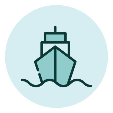 Sudaki gemi, illüstrasyon, beyaz arkaplandaki vektör.